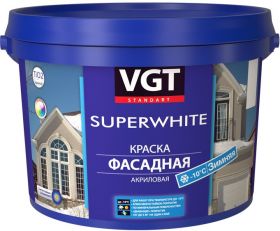 Краска Фасадная Зимняя VGT Superwhite ВД-АК-1180 15кг Нанесение до -10°С Cупербелая / ВГТ Зимняя