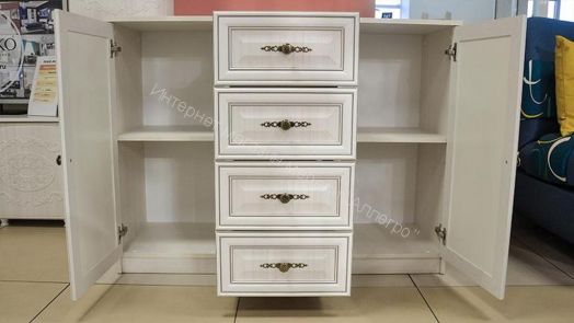 Комод 06.65 Габриэлла New 1200 мм, Вудлайн кремовый/Сандал белый/патина