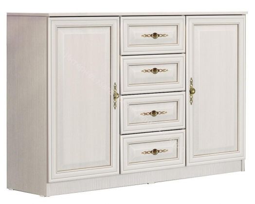 Комод 06.65 Габриэлла New 1200 мм, Вудлайн кремовый/Сандал белый/патина