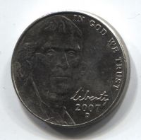 5 центов 2007 США D AUNC
