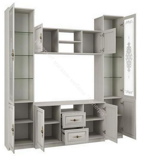 Стенка 06.87 Габриэлла, Вудлайн кремовый/Сандал белый/патина