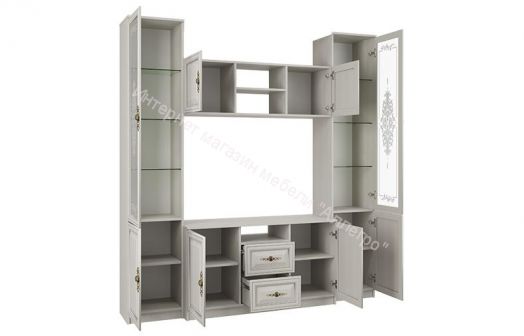 Стенка 06.87 Габриэлла, Вудлайн кремовый/Сандал белый/патина