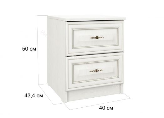 Тумба прикроватная 06.34 Габриэлла New, Вудлайн кремовый/ПВХ Сандал белый/патина
