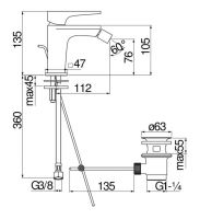 Смеситель для биде Nobili Seven SE124119/1 схема 2