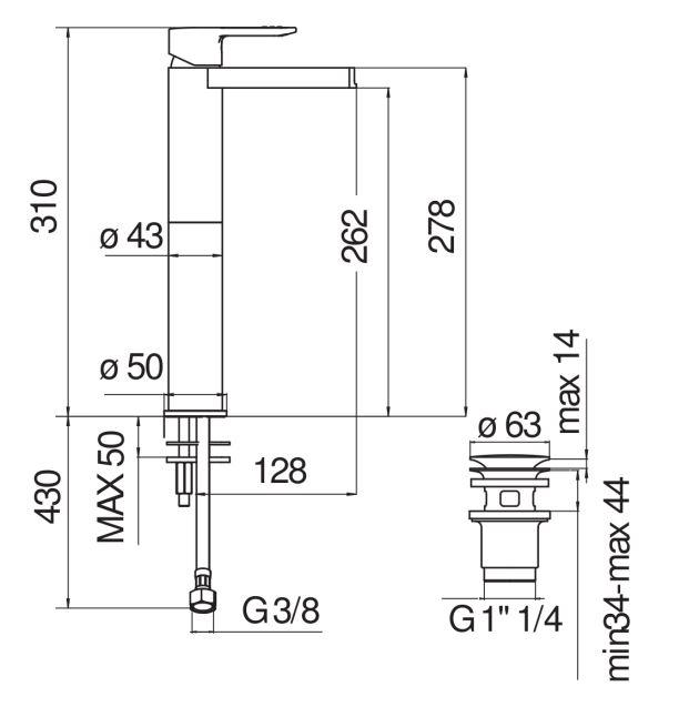 Смеситель для раковины Nobili New road RDC0128/2 схема 2