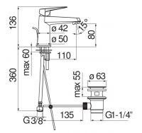 Смеситель для раковины Nobili SKY SY97116/1CR схема 2