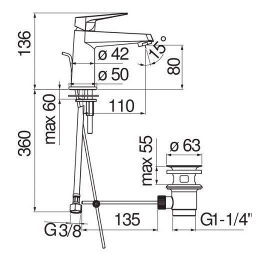 Смеситель для раковины Nobili SKY SY97116/1CR схема 2