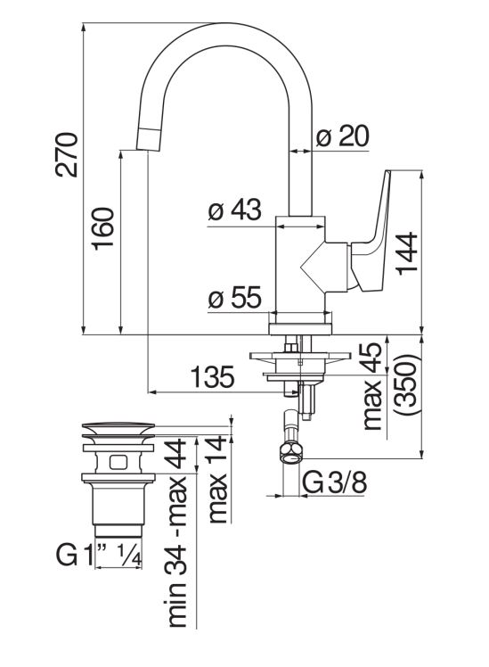 Смеситель для раковины Nobili Nobi NB84338/2 схема 2