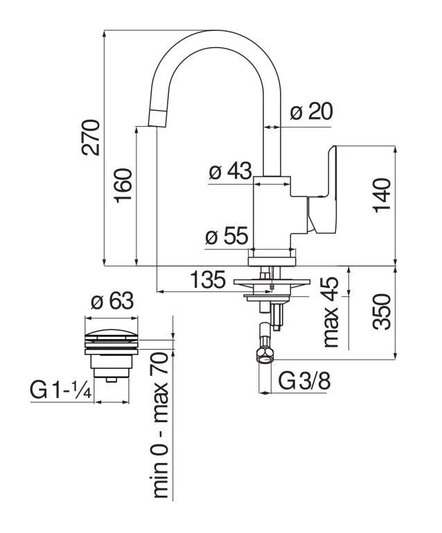 Смеситель для раковины Nobili ABC AB87338/2 схема 2