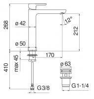 Смеситель для раковины Nobili ABC AB87128/2CR схема 2