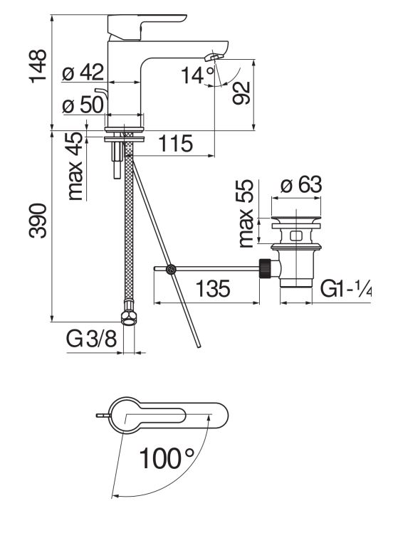 Смеситель для раковины Nobili ABC ABH87118/20 схема 2