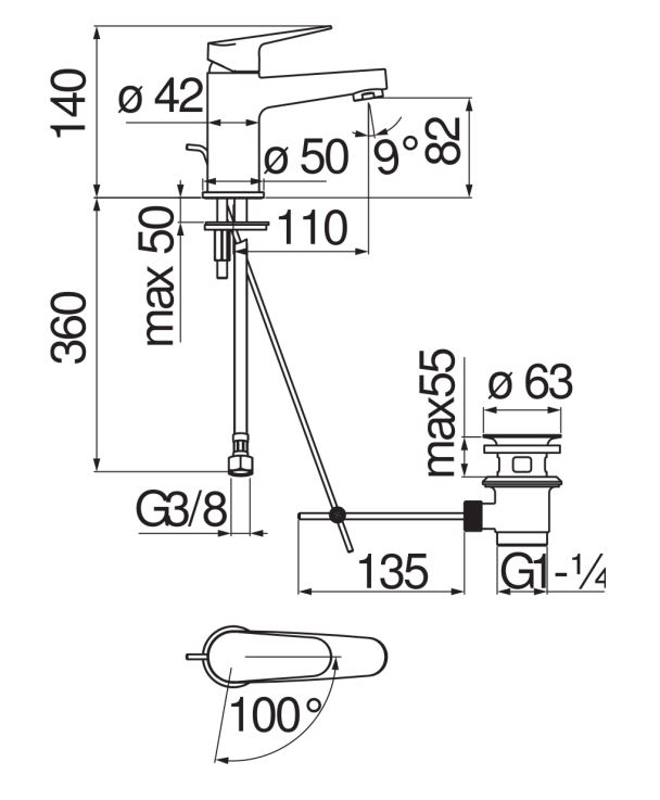 Смеситель для раковины Nobili Blues BSH101118/4 схема 2