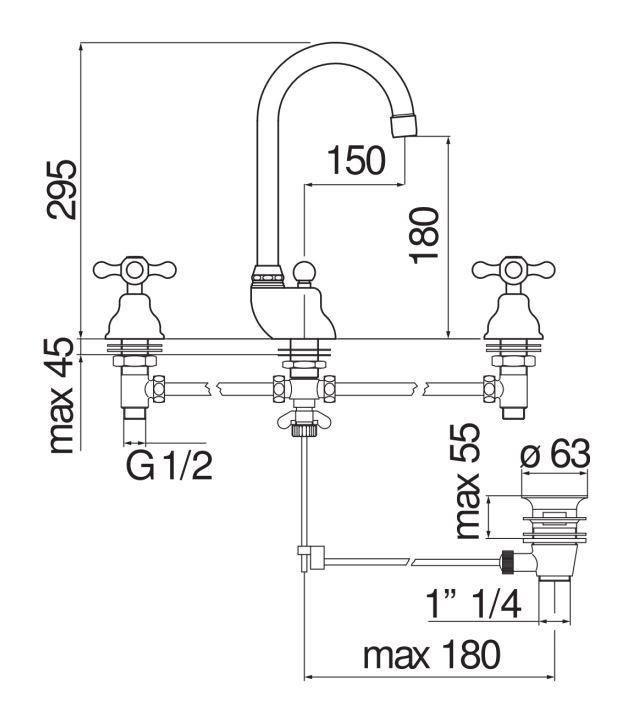 Смеситель для раковины Nobili Grazia GRC5012/1 схема 2