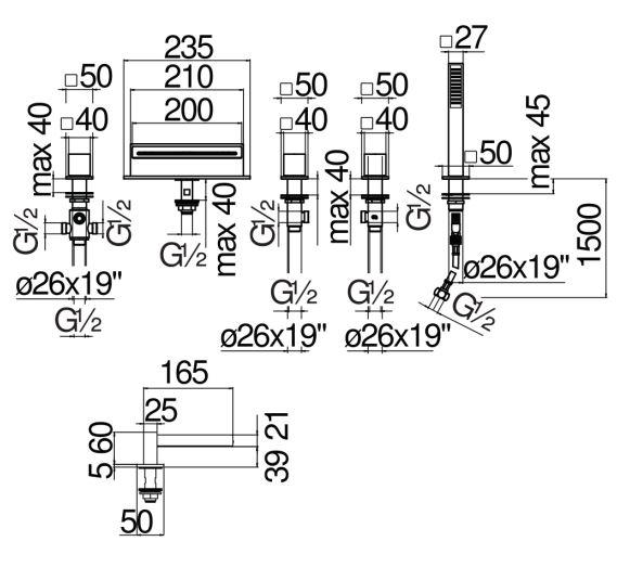 Смеситель для ванны Nobili Ray WEBK204/Q схема 2