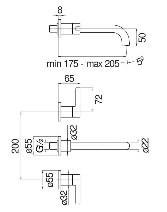 Смеситель для раковины Nobili Uno LR116298/1ET1 схема 2