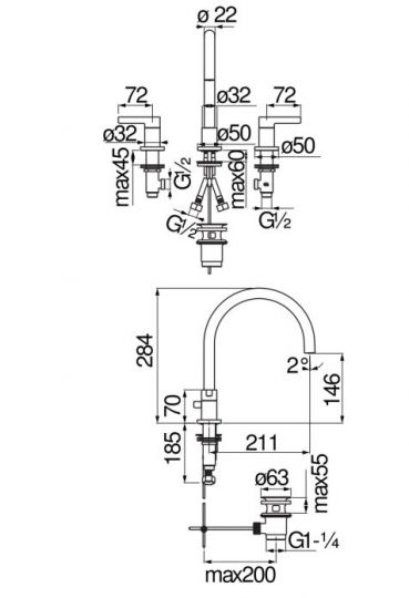 Смеситель для раковины Nobili Uno LR116211/5T1 ФОТО