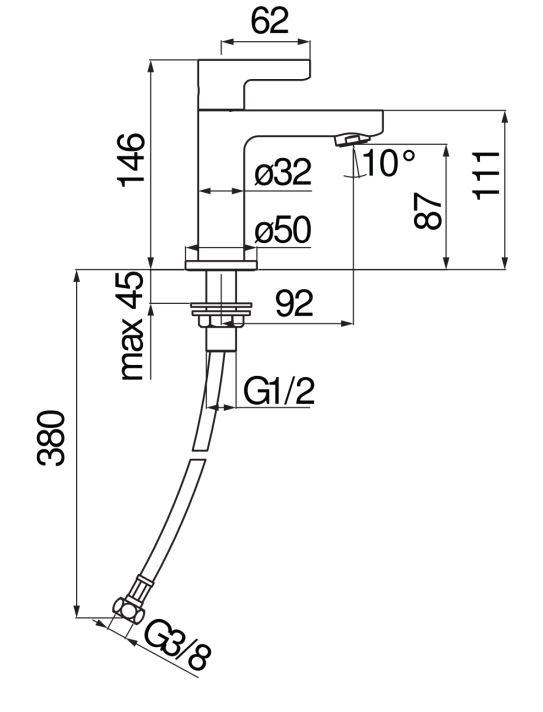 Смеситель для раковины Nobili Uno LR116237 схема 2