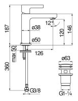 Смеситель для раковины Nobili Uno LR116118/2 схема 2