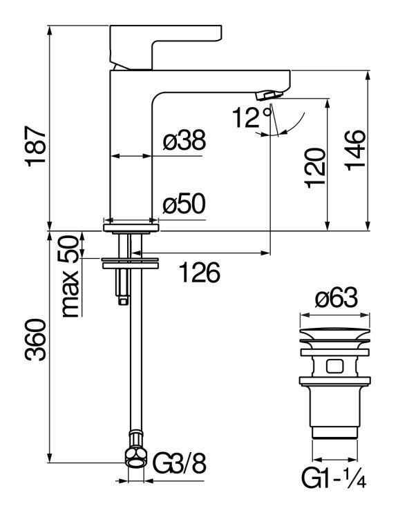 Смеситель для раковины Nobili Uno LR116118/2 схема 2