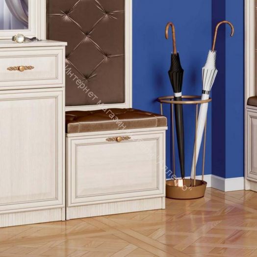 Тумба для обуви М06 Габриэлла, Вудлайн кремовый/ПВХ Сандал белый/патина