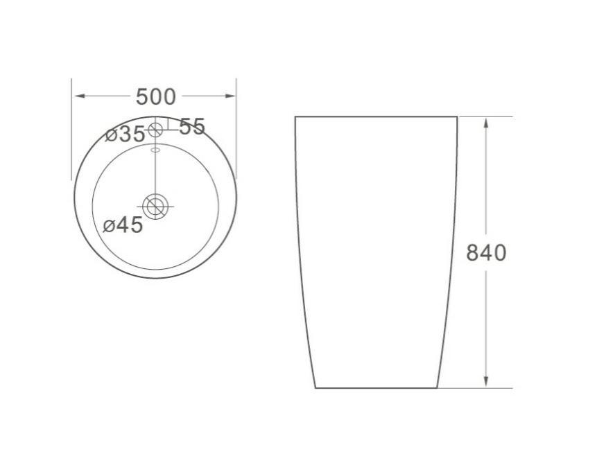 Керамическая напольная раковина SantiLine SL-4004 50 х 50 схема 2