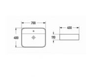 Керамическая накладная или подвесная раковина SantiLine SL-1007 70 х 40 схема 2