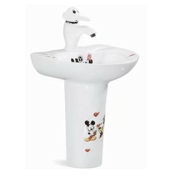 Изображение Керамическая подвесная раковина с пьедесталом детская SantiLine SL-2115 36 х 34