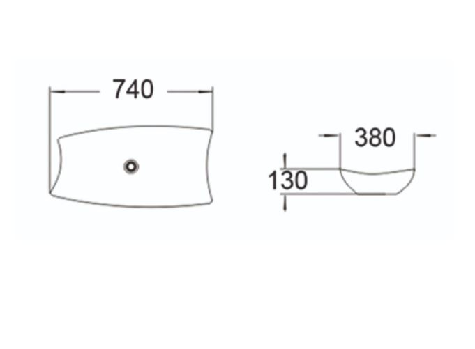 Керамическая накладная раковина SantiLine SL-1029 74 х 38 схема 2