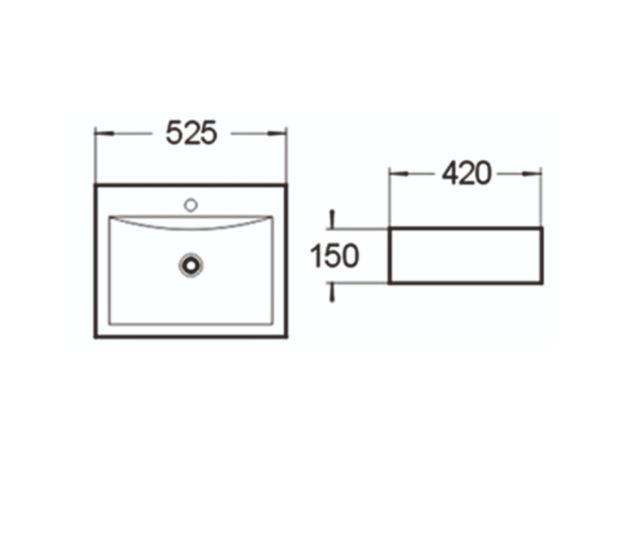 Керамическая накладная раковина SantiLine SL-1005 52,5 х 42 схема 2