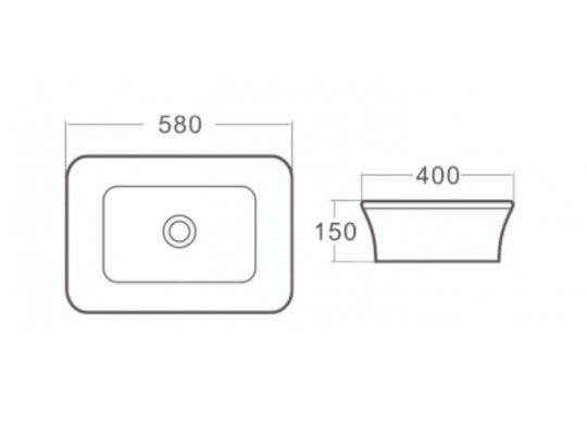 Керамическая врезная сверху  раковина SantiLine SL-2105 58 х 40 ФОТО