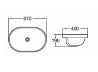 Керамическая врезная сверху  раковина SantiLine SL-2106 61 х 40 схема 2