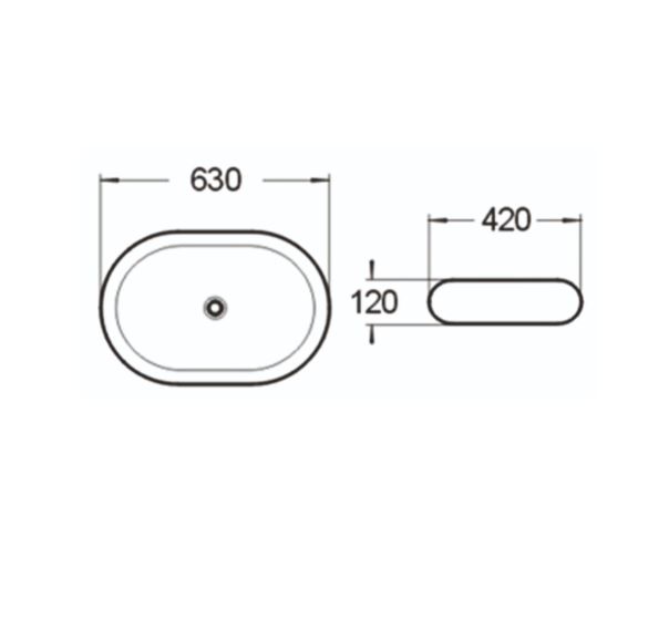 Керамическая накладная раковина SantiLine SL-1035 63 х 42 схема 2