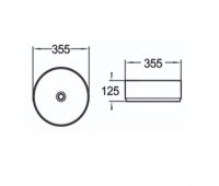 Керамическая накладная раковина SantiLine SL-1037 35,5 х 35,5 схема 2