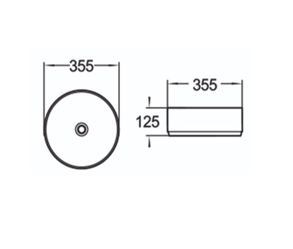 Керамическая накладная раковина SantiLine SL-1037 35,5 х 35,5 схема 2