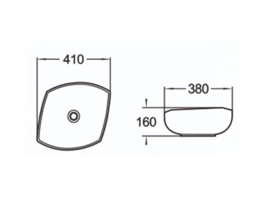 Керамическая накладная раковина SantiLine SL-1026 41 х 38 схема 2