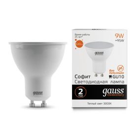 Лампа Светодиодная Gauss 13619_GAUSS MR16 9W 640lm 3000К GU10 / Дивинаре