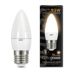 Лампа Светодиодная Свеча Gauss 103102110_GAUSS 9.5W 890lm 3000К E27 / Дивинаре