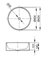 Накладная раковина из эмалированной стали Bette Balance A248 42,5х42,5 схема 3