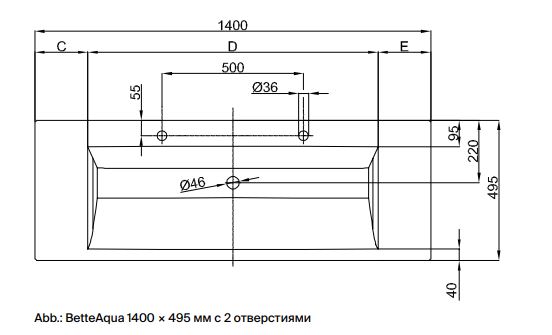 Встраиваемая сверху стальная раковина Bette Aqua A072 140х49,5 ФОТО