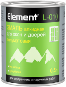 Эмаль для Окон и Дверей Alpa Element L-010 0.5л Алкидная, Супербелая Полуматовая / Альпа Элемент.