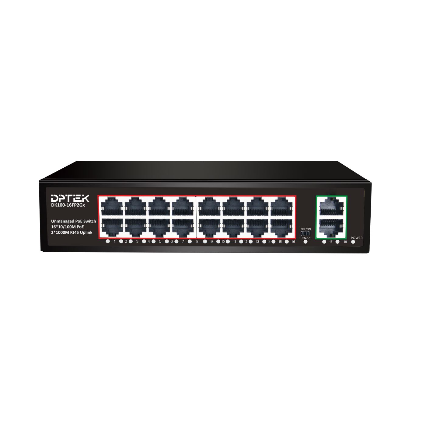 Коммутатор Dptek DK100-16FP2Gx 16POE 100мб + 2uplink