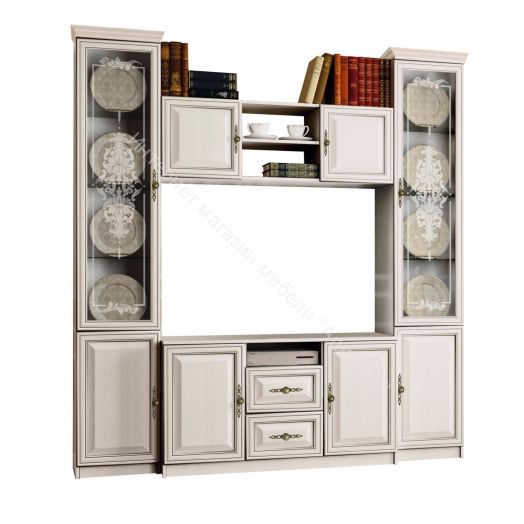 Спальный гарнитур Габриэлла, Вудлайн кремовый/Сандал белый/патина