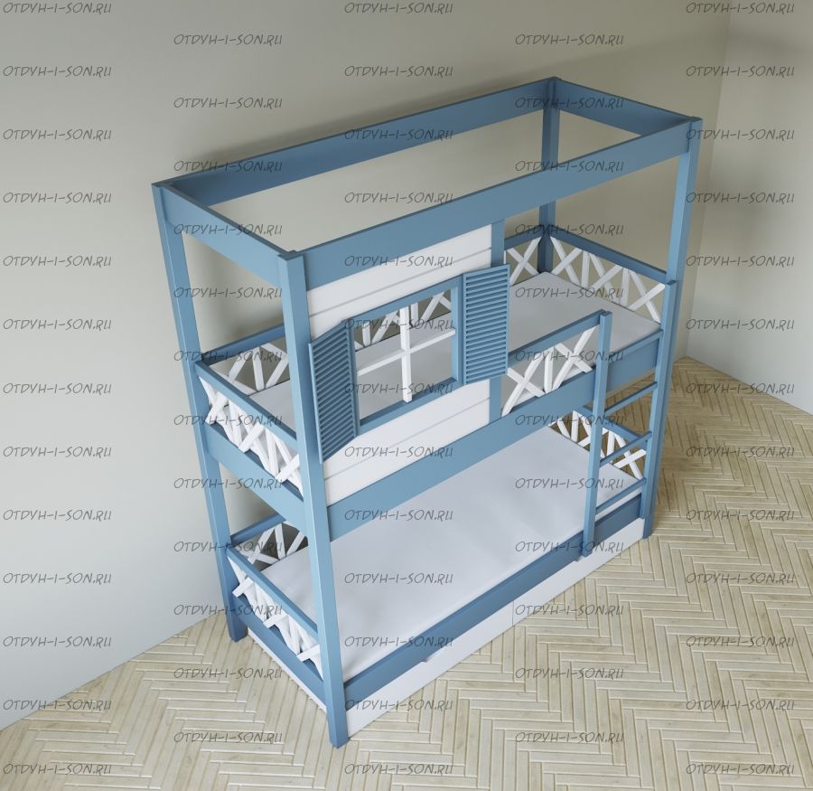 Кровать двухъярусная Домик Fairy Land Прованс Santana №12D, Массив