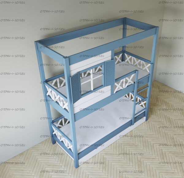 Кровать двухъярусная Домик Fairy Land Прованс Santana №12D, Массив