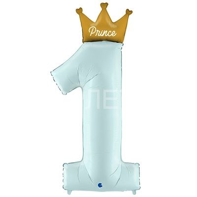 Цифра "1" с короной, голубая