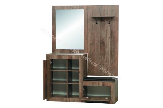 Шкаф (прихожая) Аданте с зеркалом, Кейптаун/кожзам Коричневый