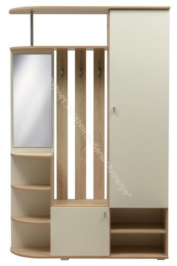 Шкаф комбинированный (прихожая) "Кармен-7" с зеркалом, Дуб сонома/Белый