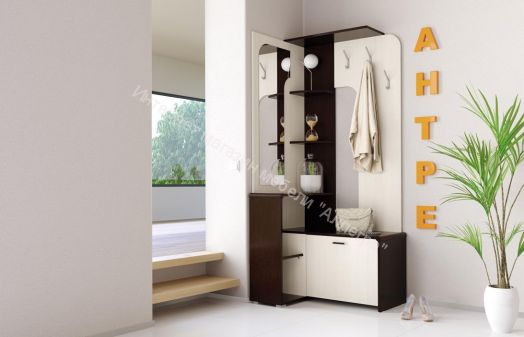 Вешалка (прихожая) Антре угловая с зеркалом, Венге/Вудлайн кремовый