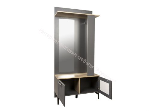 Шкаф для прихожей Кармен-2 (с зеркалом), Диамант серый/Дуб каньон