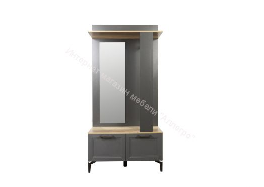 Шкаф для прихожей Кармен-2 (с зеркалом), Диамант серый/Дуб каньон